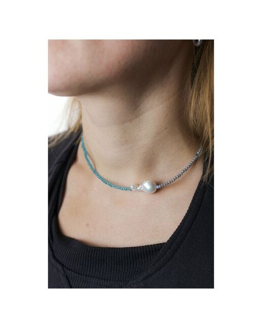 Carolon Чокер ожерелье для Стильный чокер на шею Ожерелье из ювелирного стекла и перламутрового жемчуга 37 см