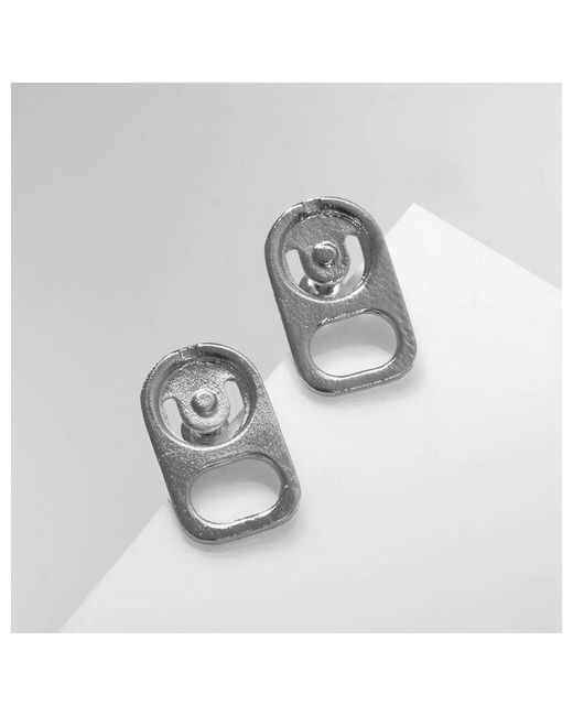 Queen Fair Серьги Ключ-кольцо от банки серебристые металлические 2 см 1 пара