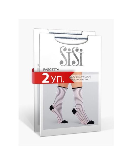 Sisi Носки FASCETTA комплект 2 пары фантазийные с рисунком в полоску без резинки анатомической пяткой размер единый Blu
