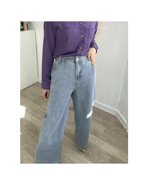 blouson_dress джинсы прямые широкие с защипами светлые стильные модные регулируемой посадкой