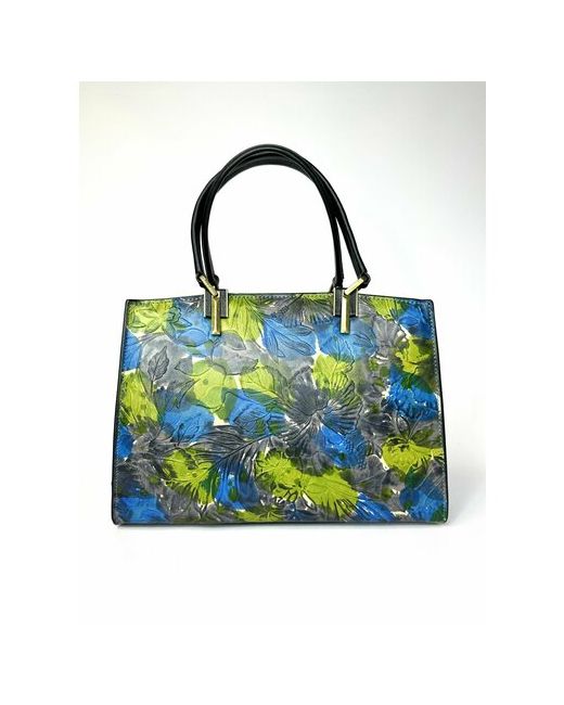 Vera Pelle сине-зеленая авторская итальянская сумка багет из натуральной кожи ручной работы
