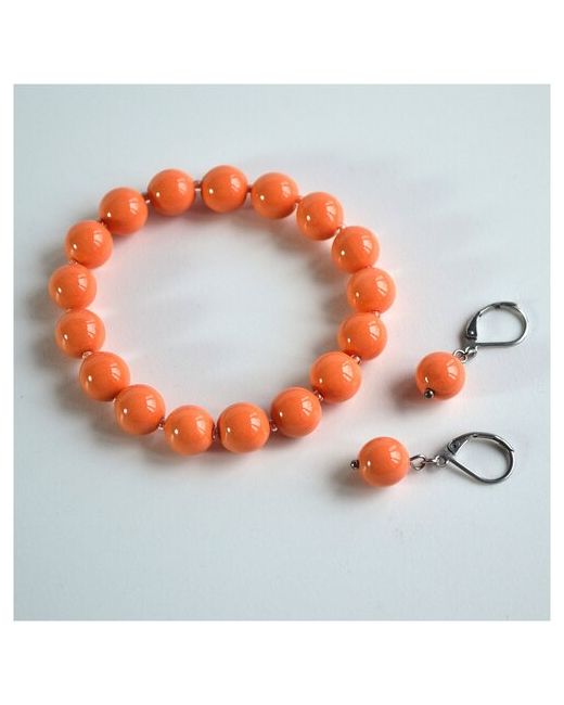 Tularmodel Комплект оранжевых украшений браслет 17 см и серьги из фарфора