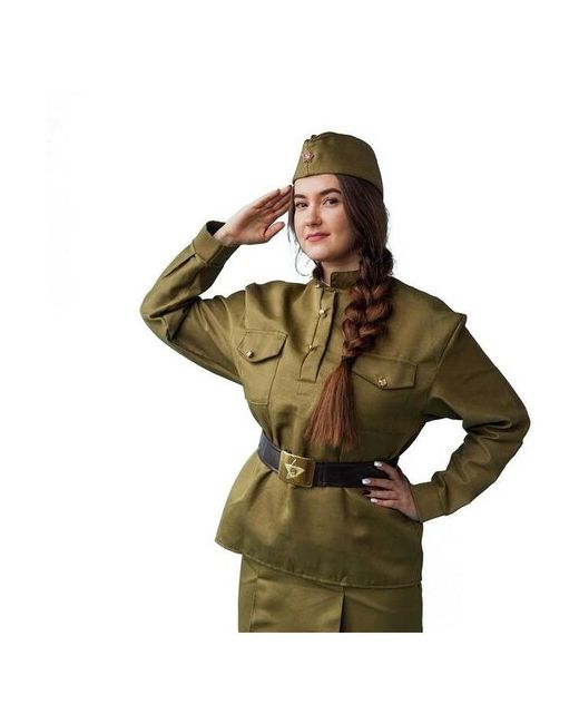 Страна Карнавалия Карнавальный костюм Солдаточка пилотка гимнастерка ремень размер 4822575