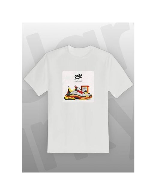 Jarky Стильная футболка с принтом BALENCIAGA х Сода Пищевая Базовые оверсайз размеры надпись со смыслом Хлопок