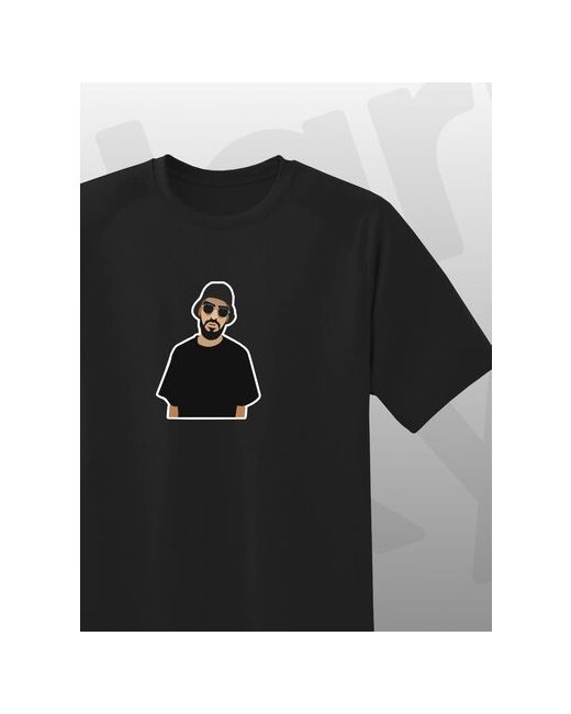 Jarky Модная черная футболка с принтом Мияги в панаме малый Базовые оверсайз размеры Стильная надпись со смыслом Хлопок