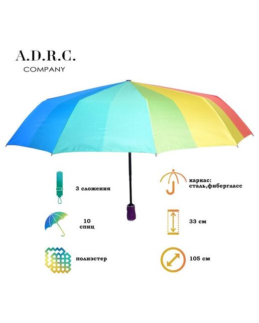 Rd Зонт автомат радуга большой/зонтик автоматический/радужного цвета/От солнца/от дождя зонт складной/с большим куполом 105 см