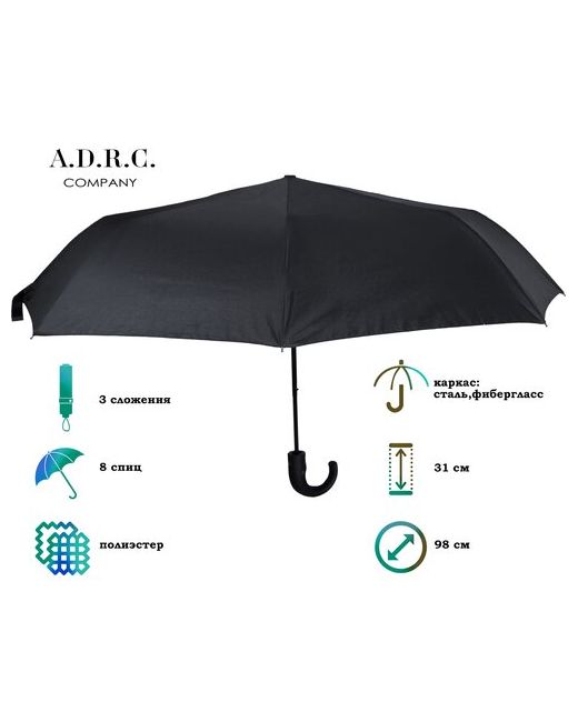 Rd Зонт автомат черный большой/зонтик автоматический/От солнца/от дождя зонт складной/с большим куполом 98 см