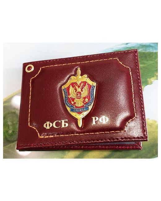 Jinn Обложка для удостоверения ФСБ РФ с металл. гербом бордовый