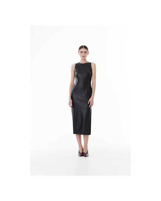 Fashion Rebels Платье футляр без рукавов из экокожи в черном цвете M