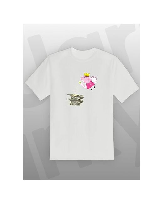 Jarky Стильная футболка с принтом Свинка Пеппа отмывает деньги Базовые оверсайз размеры надпись со смыслом Хлопок