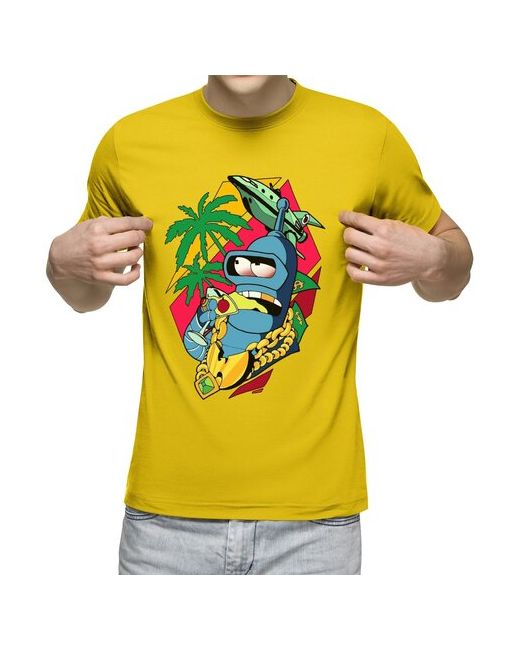 US Basic футболка футурама робот пальмы яркие отдых с принтом L