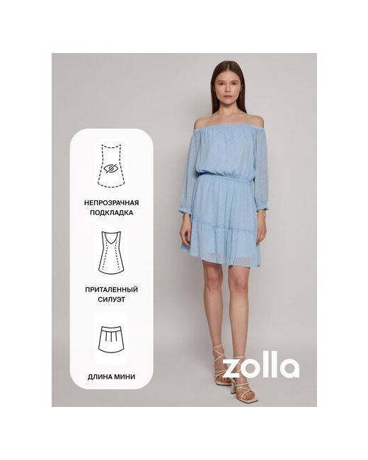 Zolla Шифоновое платье с открытыми плечами Светло размер L