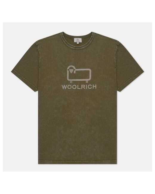 Woolrich футболка Macro Logo оливковый Размер L