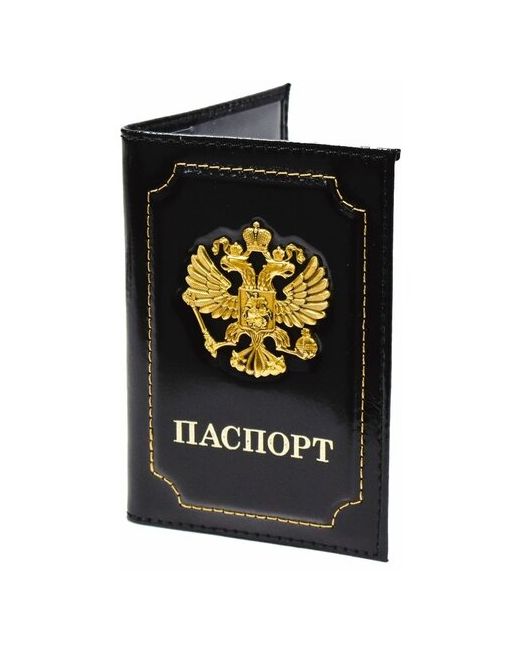 Shik Обложка для паспорта из натуральной кожи с металлическим гербом и отстрочкой