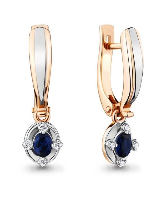 Diamant-Online Золотые серьги Aquamarine 942559кс с бриллиантом и сапфиром