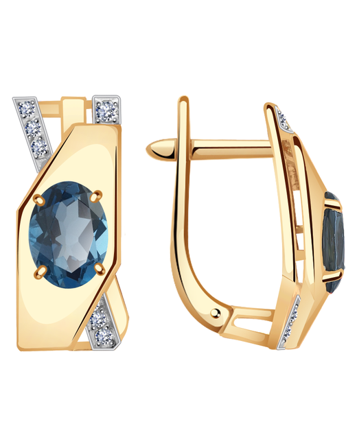 Diamant-Online Золотые серьги Александра кл3062а-28ск с фианитом и Лондон топазом