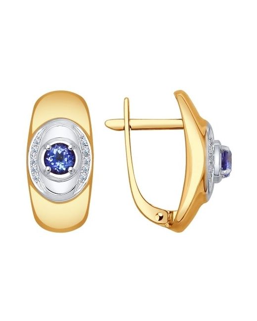 Diamant-Online Золотые серьги Sokolov с бриллиантом и танзанитом 6024132