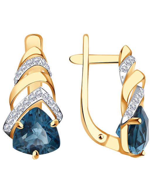Diamant-Online Золотые серьги Александра кл3761а-28ск с фианитом и Лондон топазом