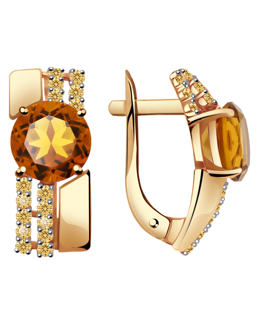 Diamant-Online Золотые серьги Александра кл2748а-6ск-ш с фианитом и цитрином