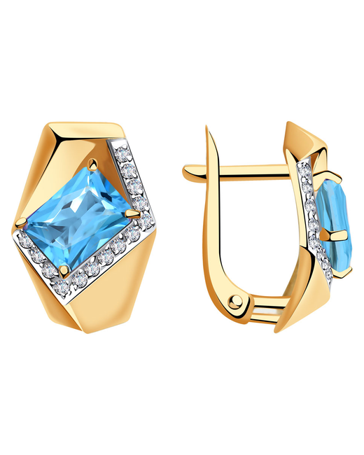 Diamant-Online Золотые серьги Александра кл2970а-78ск с топазом и фианитом