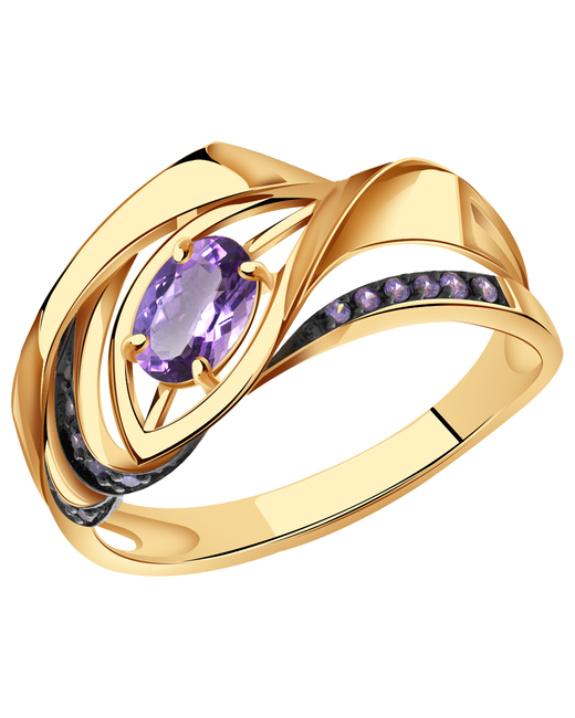 Diamant-Online Золотое кольцо Александра кл4045-3ск-си с фианитом и аметистом