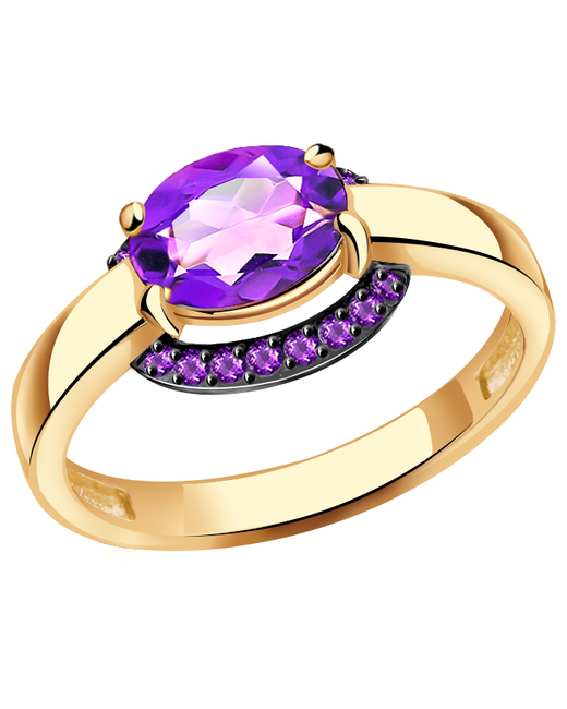 Diamant-Online Золотое кольцо Александра кл2877-3ск-си с фианитом и аметистом