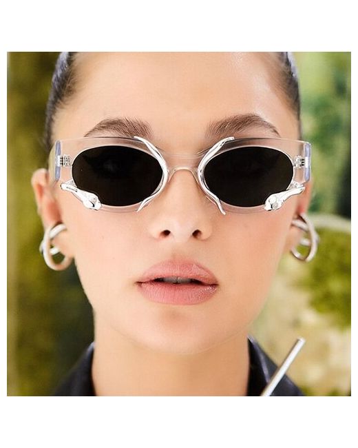 alvi lovely очки солнцезащитные футуристические ультрамодные/новинка 2023 хит лета прозрачная оправа со змеей черные линзы