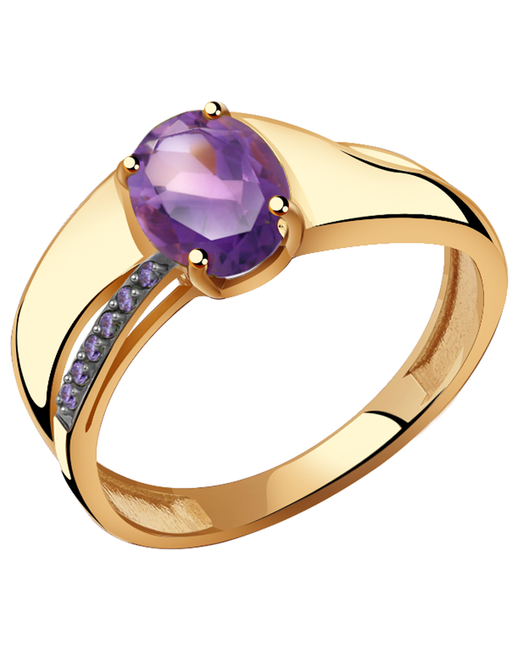 Diamant-Online Золотое кольцо Александра кл2504-3ск-си с фианитом и аметистом