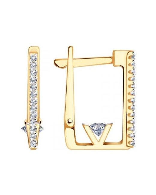 Diamant-Online Золотые серьги узоры 62-0255 с цирконием