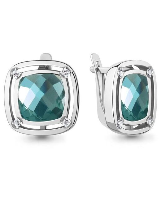 Diamant-Online Серебряные серьги Aquamarine А4771588А с фианитом и турмалином