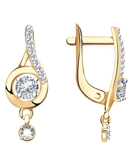 Diamant-Online Золотые серьги узоры 02-8367 с цирконием