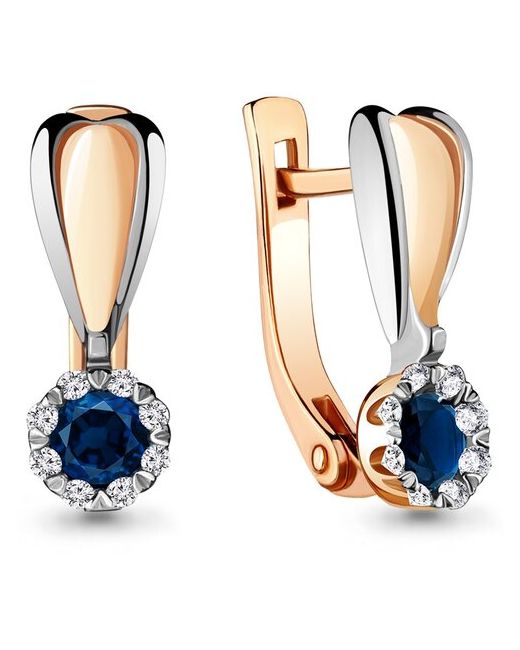 Diamant-Online Золотые серьги Aquamarine 942550кс с бриллиантом и сапфиром
