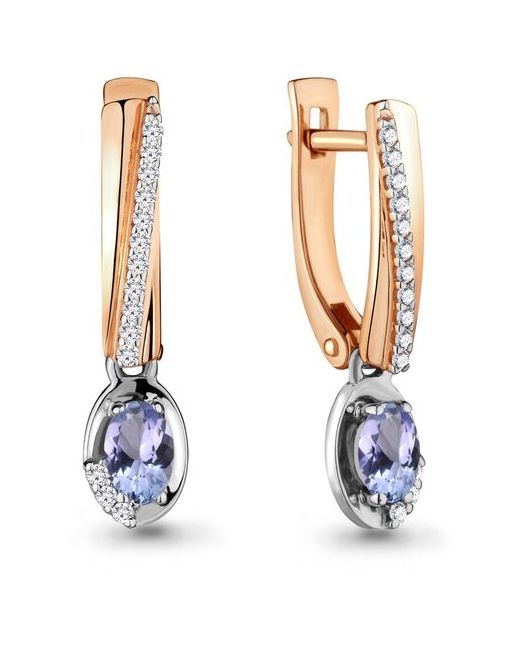 Diamant-Online Золотые серьги Aquamarine 942769к с бриллиантом и танзанитом