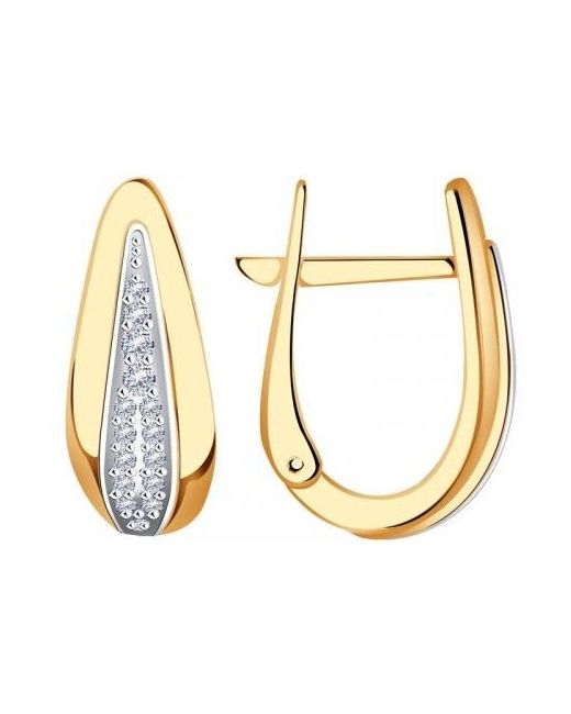 Diamant-Online Золотые серьги узоры 62-0169 с цирконием