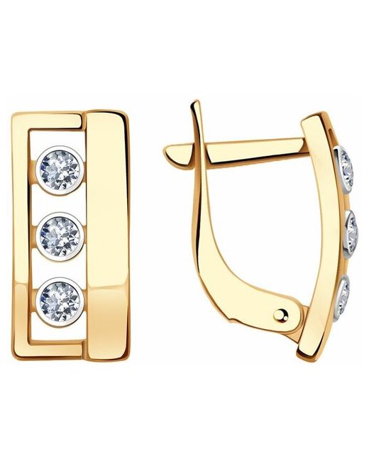Diamant-Online Золотые серьги узоры 52-0025 с цирконием