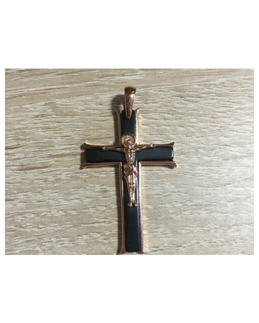 Бисмарк Позолоченный Красивый мужской крестик с черной эмалью 45 см на цепочку 5 мм православный христианский нательный крест мужчину