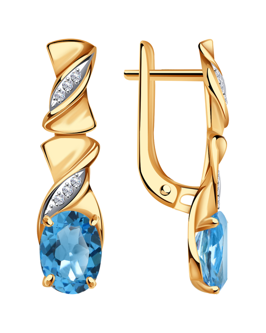 Diamant-Online Золотые серьги Александра кл3931а-78ск с топазом и фианитом