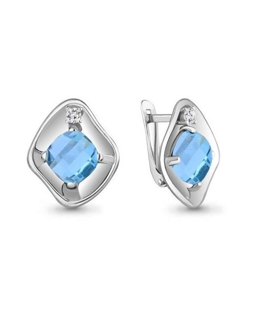 Diamant-Online Серебряные серьги Aquamarine А4750688А с фианитом и турмалином