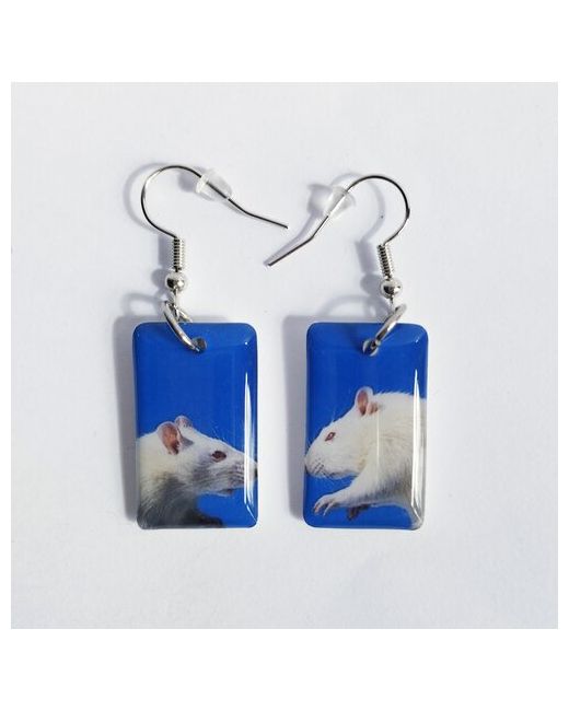 Epoxy Friend Серьги сережки Крыски голубые подарок для подруги