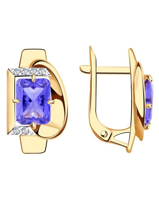 Diamant-Online Золотые серьги Александра с ситаллом цвета Танзанит и фианитом кл3631а-73ск