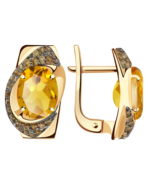 Diamant-Online Золотые серьги Александра кл3237а-6ск-ш с фианитом и цитрином