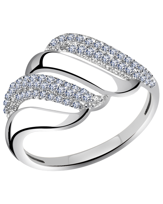 Diamant-Online Кольцо из белого золота Золотые узоры 01-4914б с цирконием