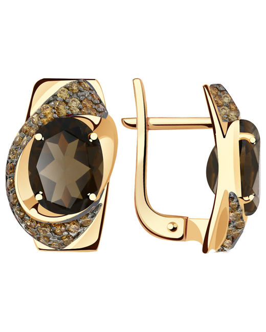 Diamant-Online Золотые серьги Александра кл3237а-4ск-ш с фианитом и раухтопазом