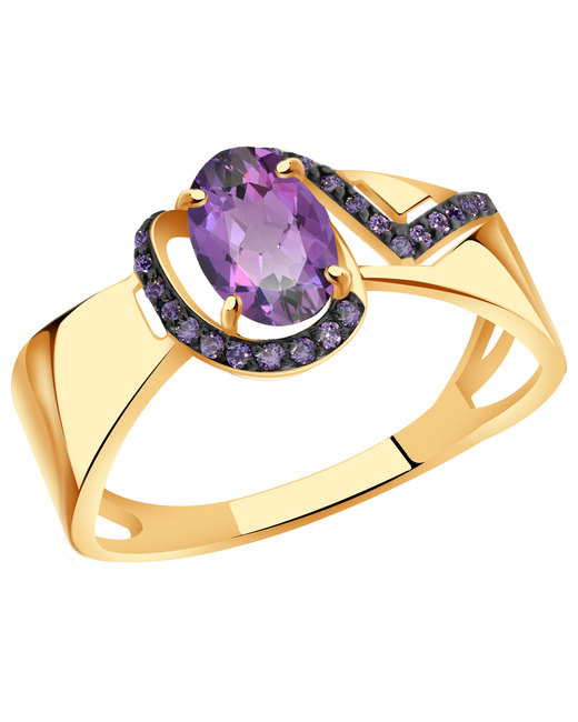 Diamant-Online Золотое кольцо Александра кл3896-3ск-си с фианитом и аметистом
