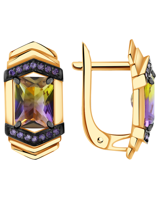 Diamant-Online Золотые серьги Александра кл3868а-49ск-си с фианитом и аметрином