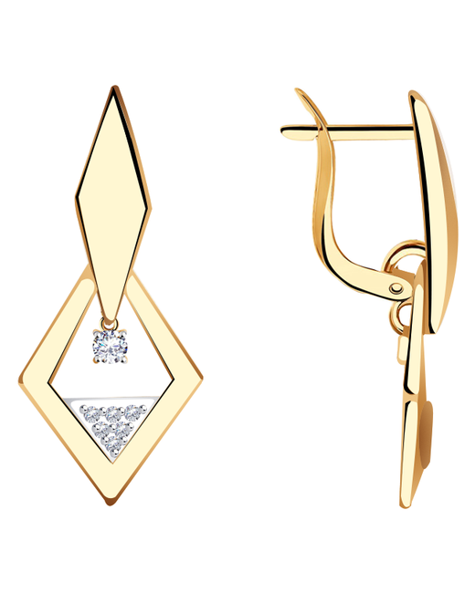 Diamant-Online Золотые серьги узоры 04-62-0064-00 с цирконием