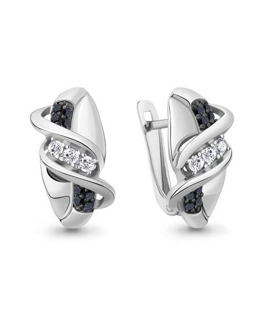Diamant-Online Серебряные серьги Aquamarine А49258АЧ с фианитом и ювелирным кристаллом
