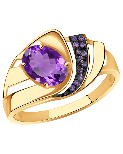 Diamant-Online Золотое кольцо Александра кл3933-3ск-си с фианитом и аметистом