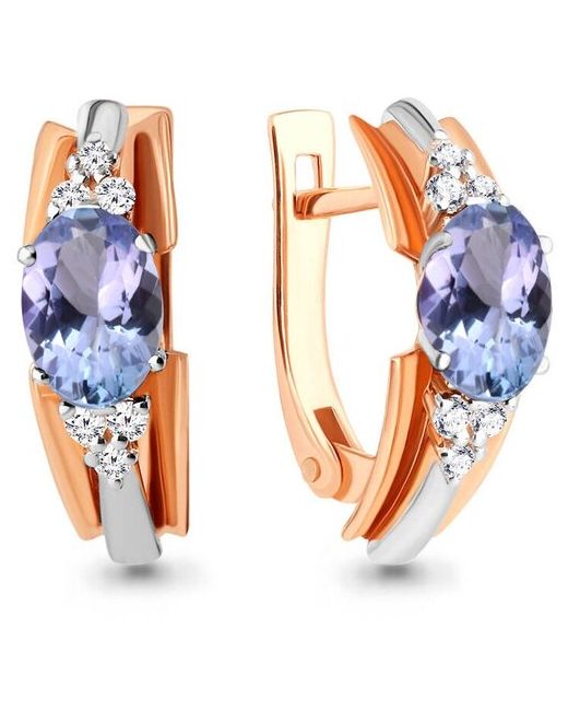 Diamant-Online Золотые серьги Aquamarine 942774к с бриллиантом и танзанитом