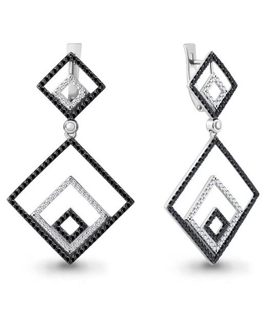 Diamant-Online Серьги из белого золота Aquamarine 942833Ч с бриллиантом и чёрным